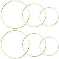 Sntieecr 6 Unidades de 3 Tamaños (20- 25- 30 cm) Grande de Metal Floral Corona de Aro de Macramé Oro Anillos de Aro Para…